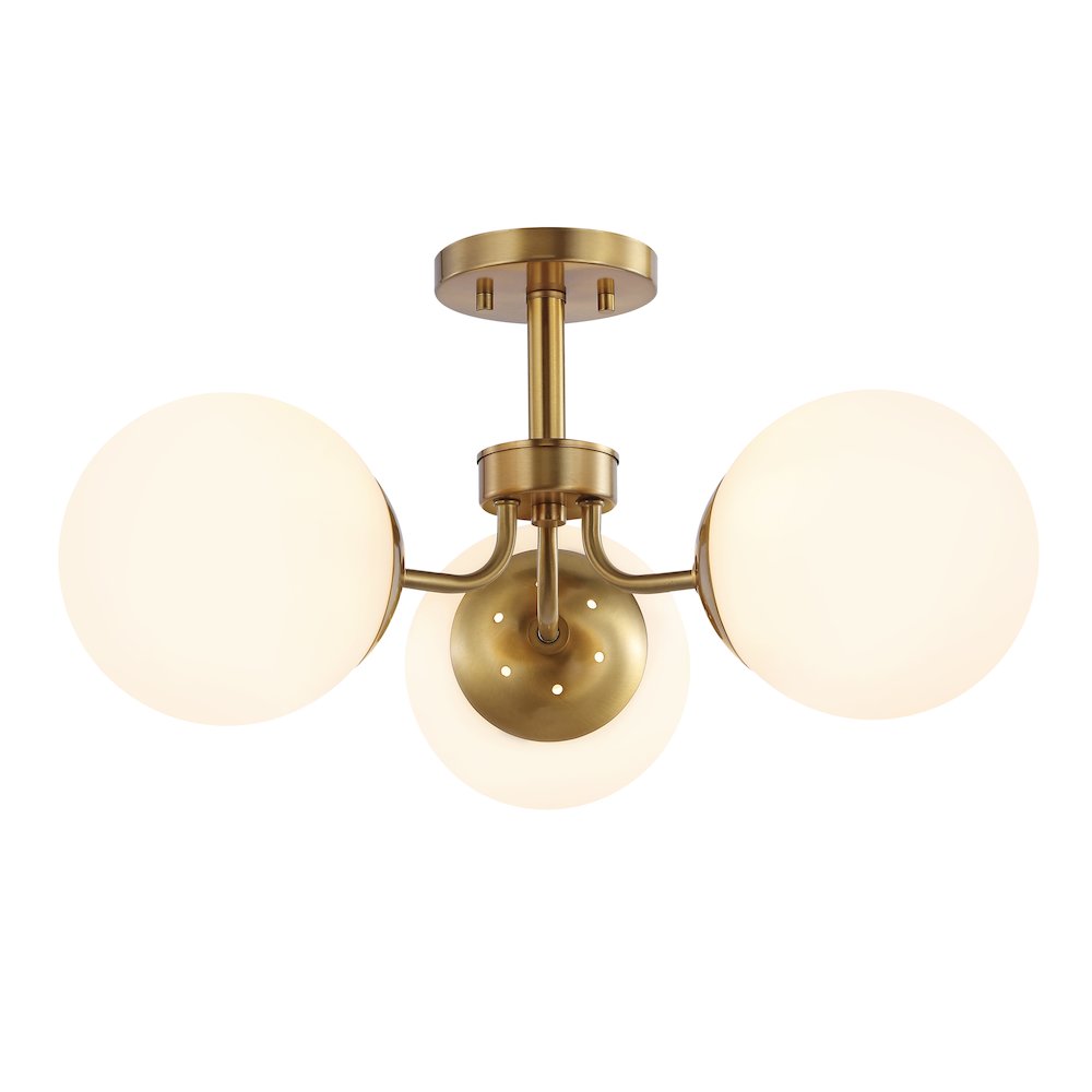 Marcel Bistro Bohemian Farmhouse Ironfrosted Glass Led Semi Flush Mount. Picture 7