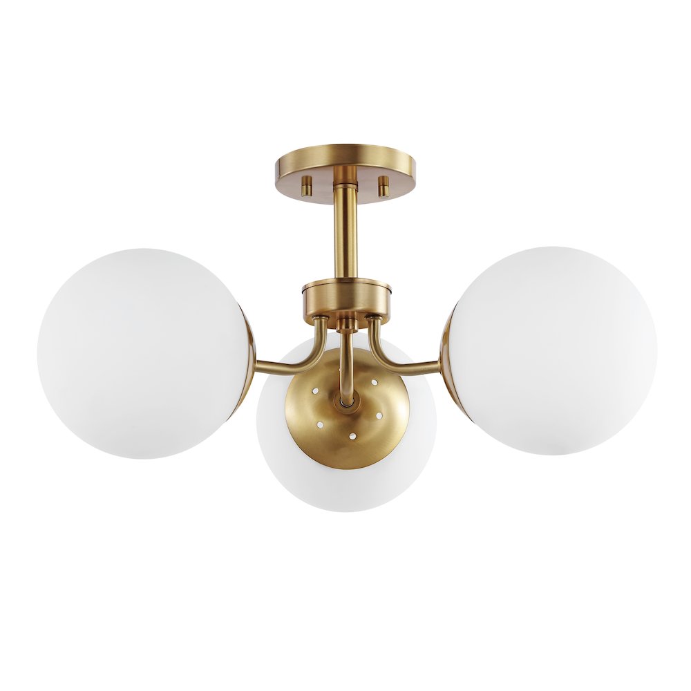 Marcel Bistro Bohemian Farmhouse Ironfrosted Glass Led Semi Flush Mount. Picture 1