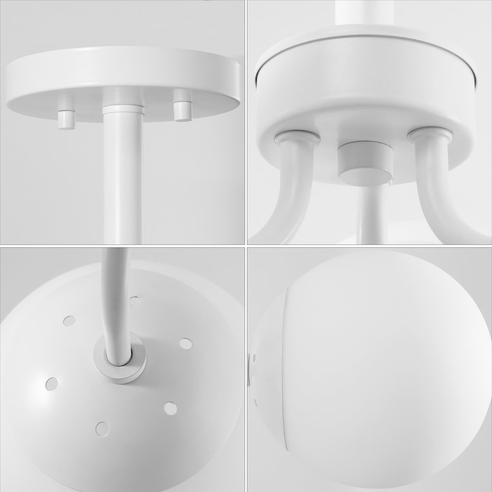 Olivier 3-Light Bohemian Farmhouse Iron/Frosted Glass LED Semi Flush Mount. Picture 4
