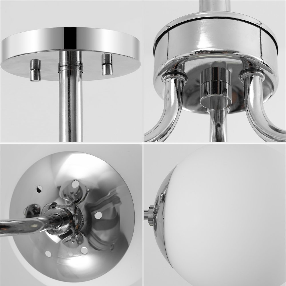 Olivier 3-Light Bohemian Farmhouse Iron/Frosted Glass LED Semi Flush Mount. Picture 4