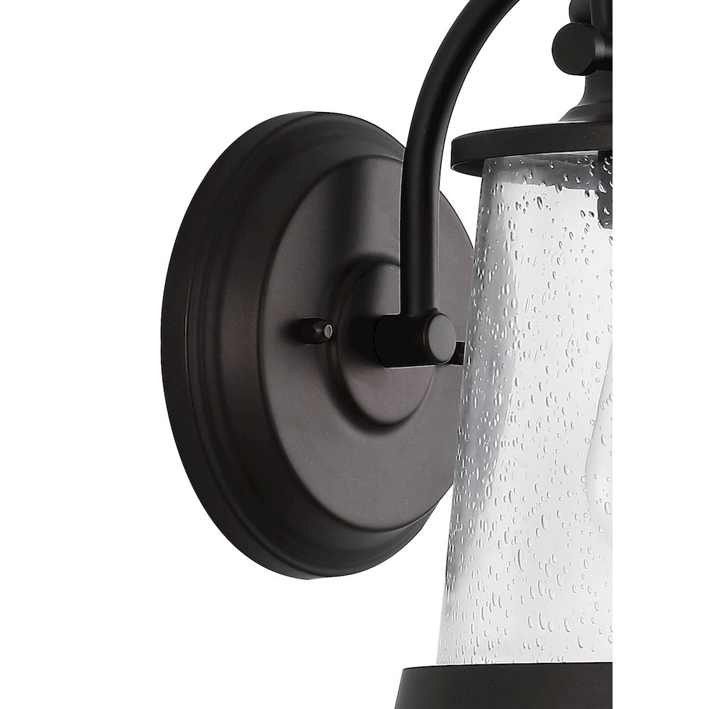 Marais Iron/Seeded Glass Vintage Rustic Led Outdoor Lantern. Picture 4
