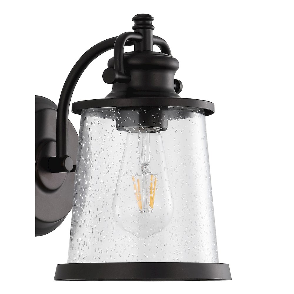 Marais Iron/Seeded Glass Vintage Rustic Led Outdoor Lantern. Picture 3