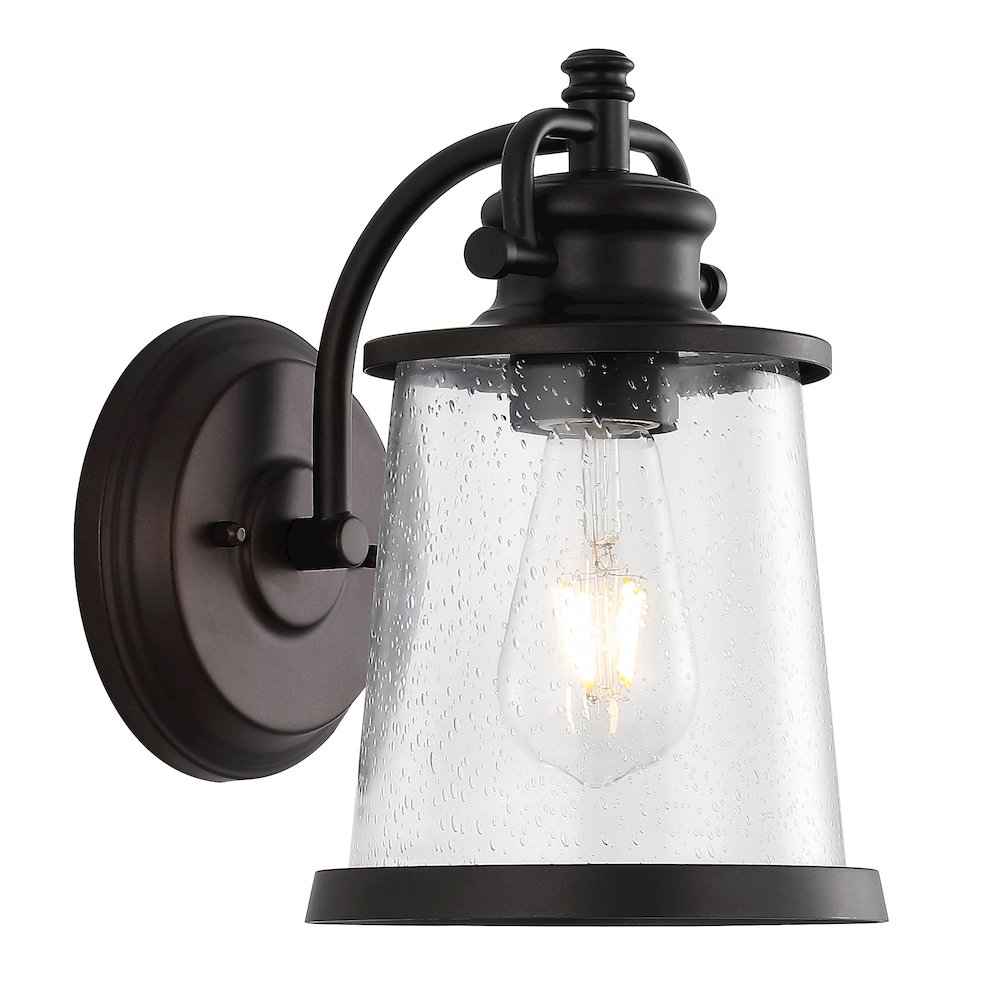 Marais Iron/Seeded Glass Vintage Rustic Led Outdoor Lantern. Picture 8
