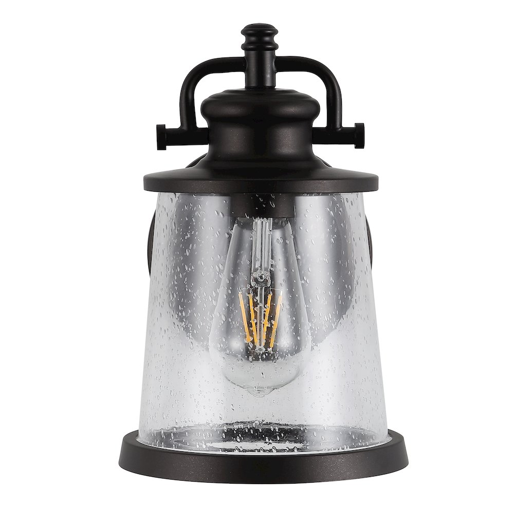 Marais Iron/Seeded Glass Vintage Rustic Led Outdoor Lantern. Picture 2