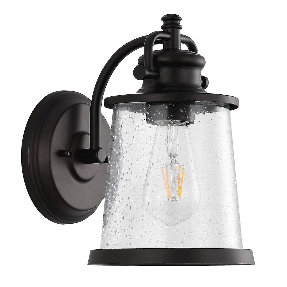 Marais Iron/Seeded Glass Vintage Rustic Led Outdoor Lantern. Picture 5