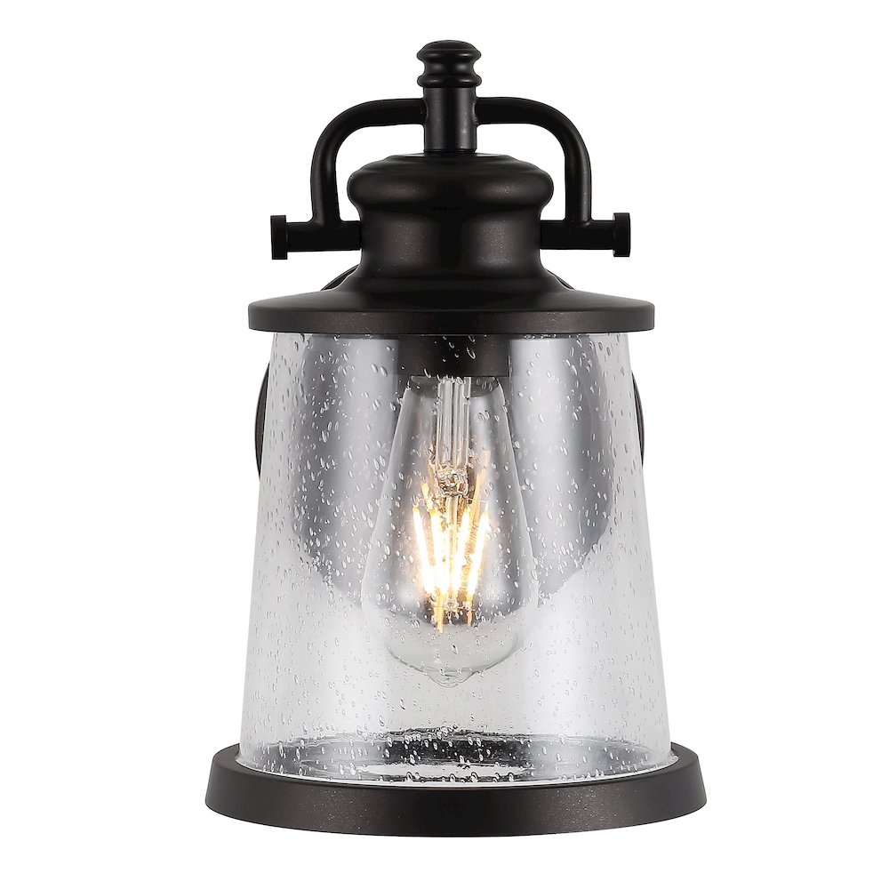 Marais Iron/Seeded Glass Vintage Rustic Led Outdoor Lantern. Picture 1