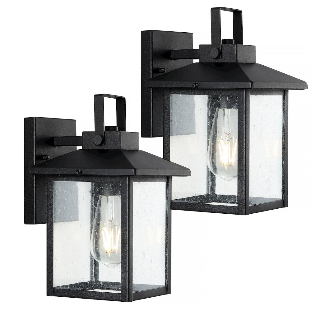 Bungalow Iron/Seeded Glass Rustic Traditionl Led Outdoor Lantern (Set Of 2). Picture 9