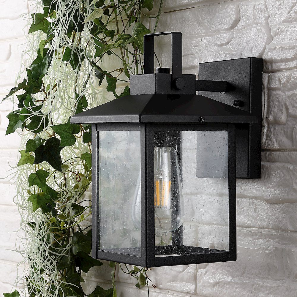 Bungalow Iron/Seeded Glass Rustic Traditionl Led Outdoor Lantern (Set Of 2). Picture 7
