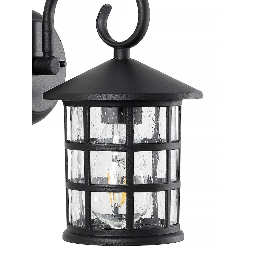 Cadiz Iron/Seeded Glass Cottage Rustic Scrolled Led Outdoor Lantern (Set Of 2). Picture 3
