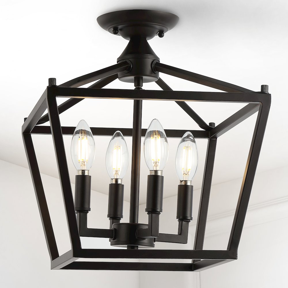 Plains Mini Lantern Iron Modern Farmhouse Led Flush Mount. Picture 8
