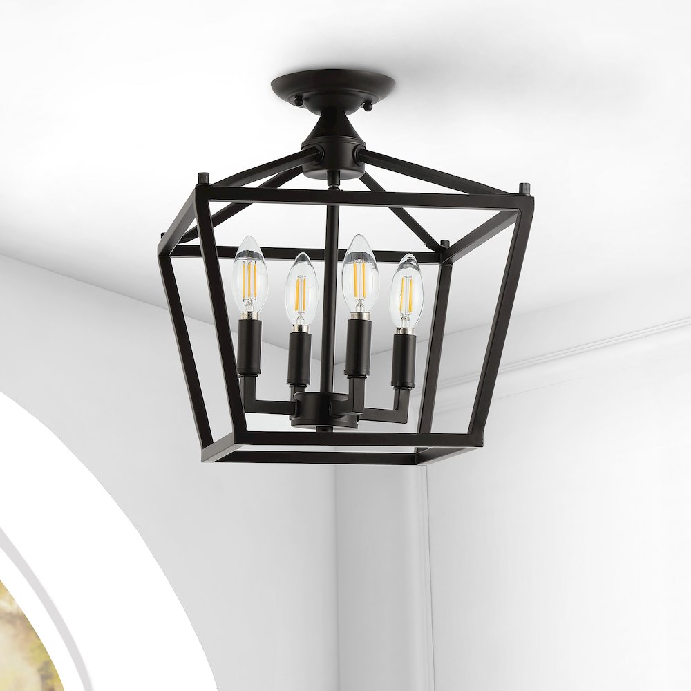 Plains Mini Lantern Iron Modern Farmhouse Led Flush Mount. Picture 7
