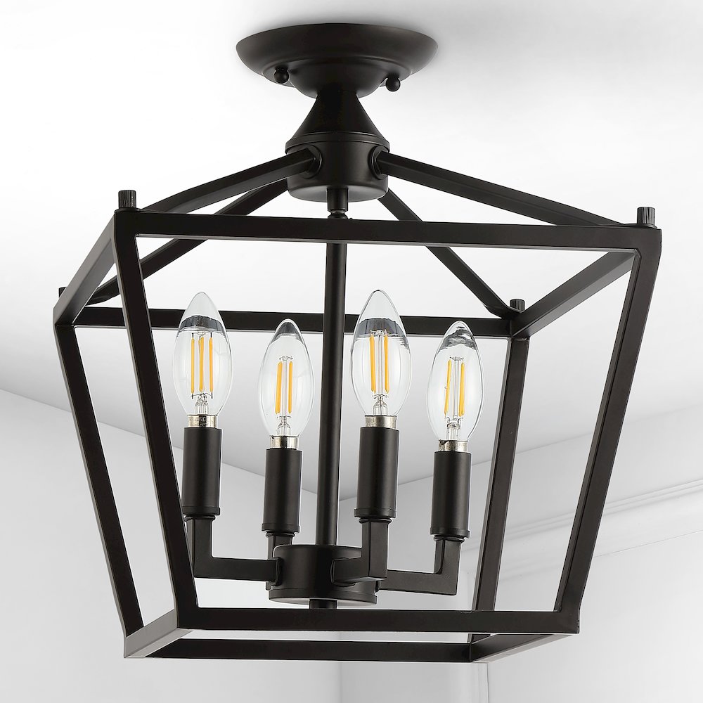 Plains Mini Lantern Iron Modern Farmhouse Led Flush Mount. Picture 6