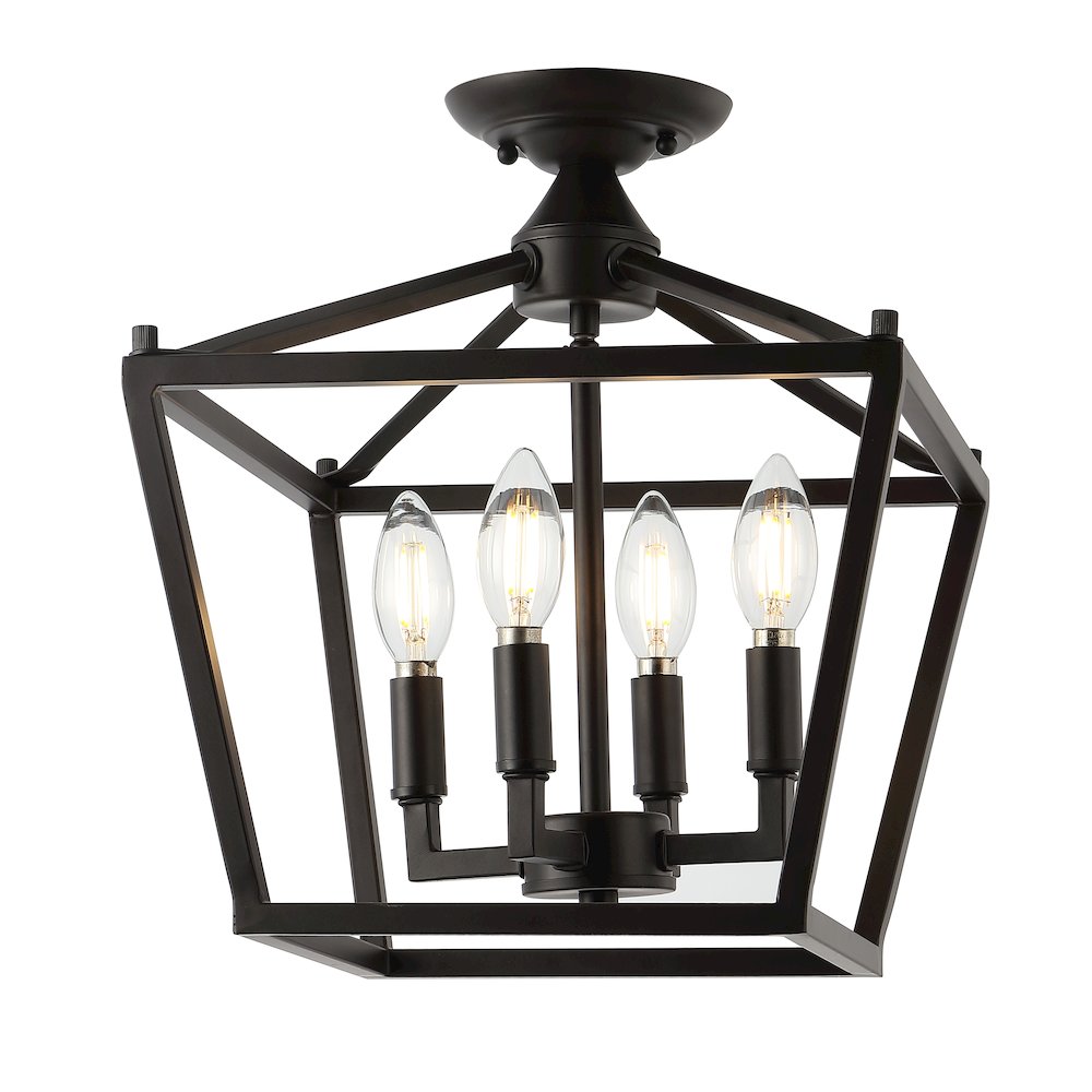 Plains Mini Lantern Iron Modern Farmhouse Led Flush Mount. Picture 1