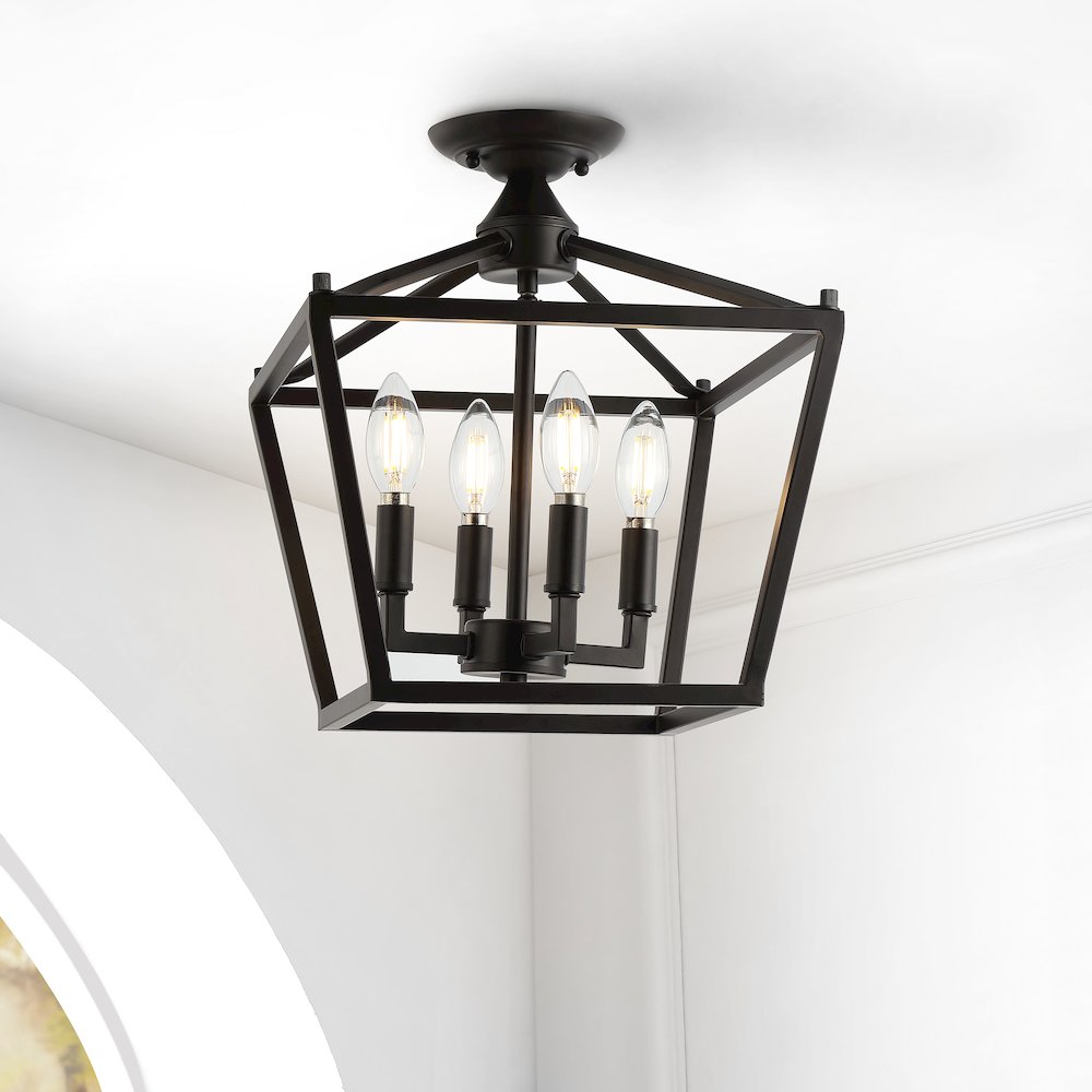 Plains Mini Lantern Iron Modern Farmhouse Led Flush Mount. Picture 5