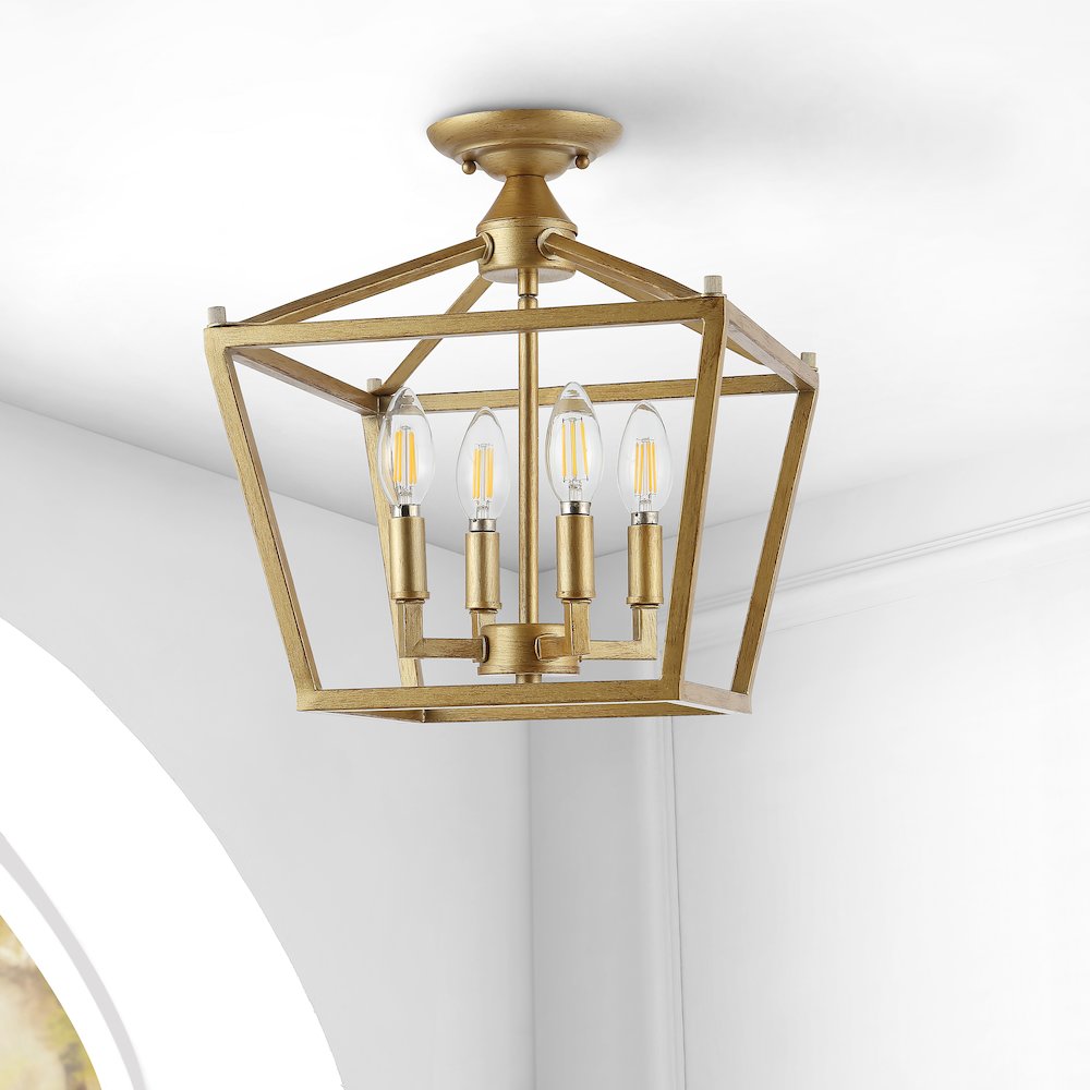 Plains Mini Lantern Iron Modern Farmhouse Led Flush Mount. Picture 7