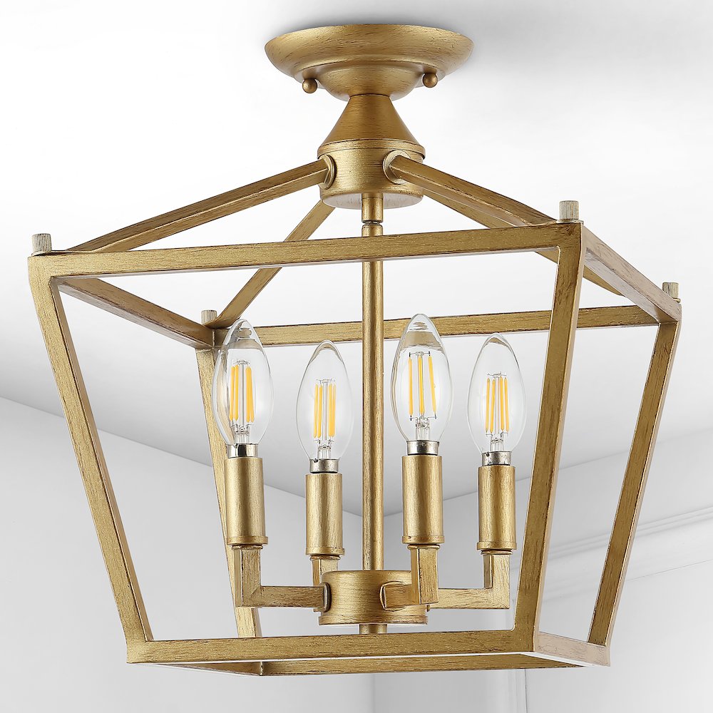 Plains Mini Lantern Iron Modern Farmhouse Led Flush Mount. Picture 6
