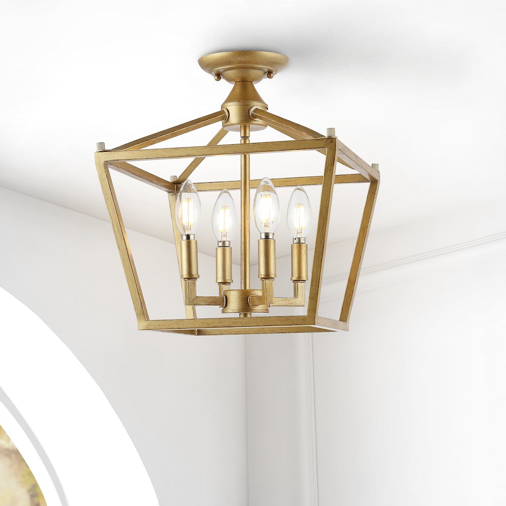 Plains Mini Lantern Iron Modern Farmhouse Led Flush Mount. Picture 5