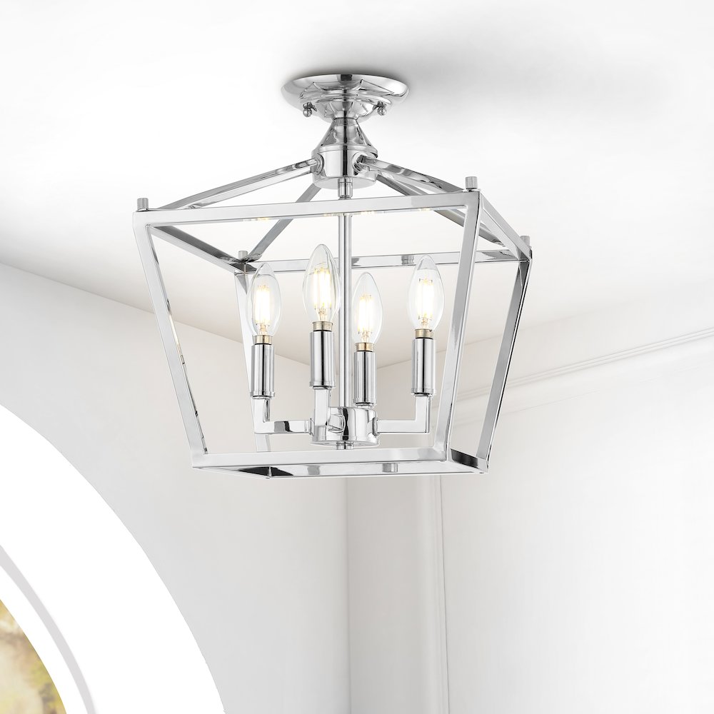 Plains Mini Lantern Iron Modern Farmhouse Led Flush Mount. Picture 5