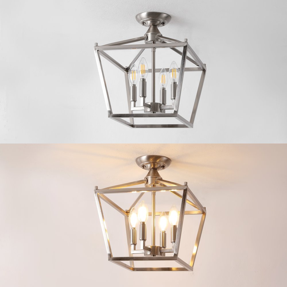 Plains 4-Light Iron Modern Farmhouse Led Flush Mount. Picture 6