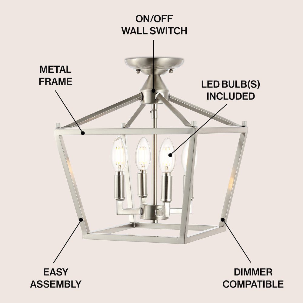Plains 4-Light Iron Modern Farmhouse Led Flush Mount. Picture 5