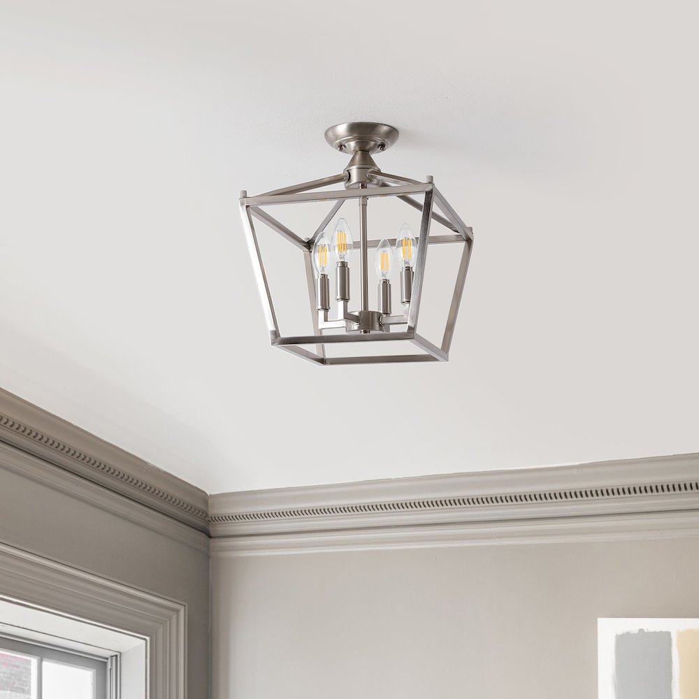Plains 4-Light Iron Modern Farmhouse Led Flush Mount. Picture 2