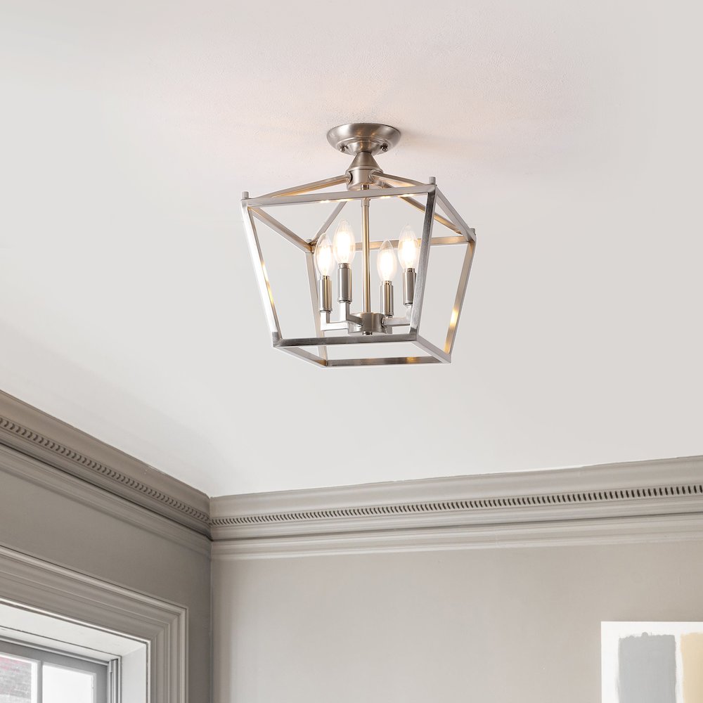 Plains 4-Light Iron Modern Farmhouse Led Flush Mount. Picture 1