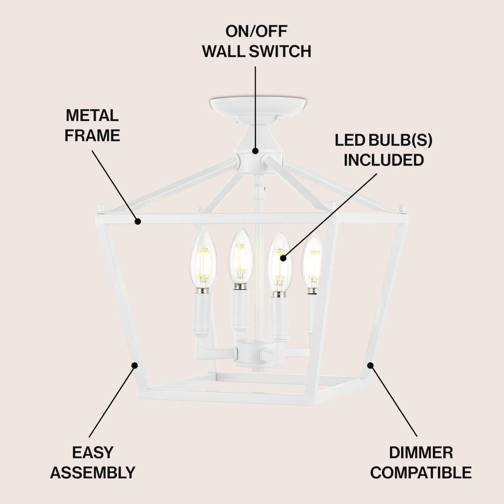 Plains 4-Light Iron Modern Farmhouse Led Flush Mount. Picture 6