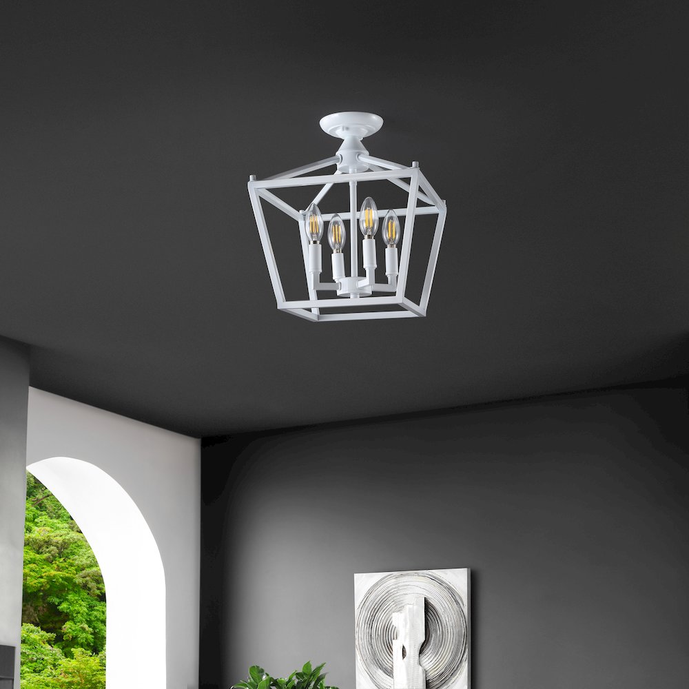 Plains 4-Light Iron Modern Farmhouse Led Flush Mount. Picture 2