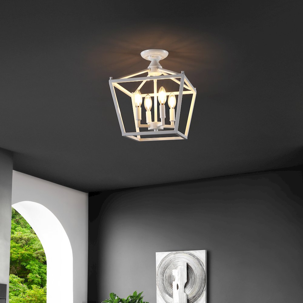 Plains 4-Light Iron Modern Farmhouse Led Flush Mount. Picture 1
