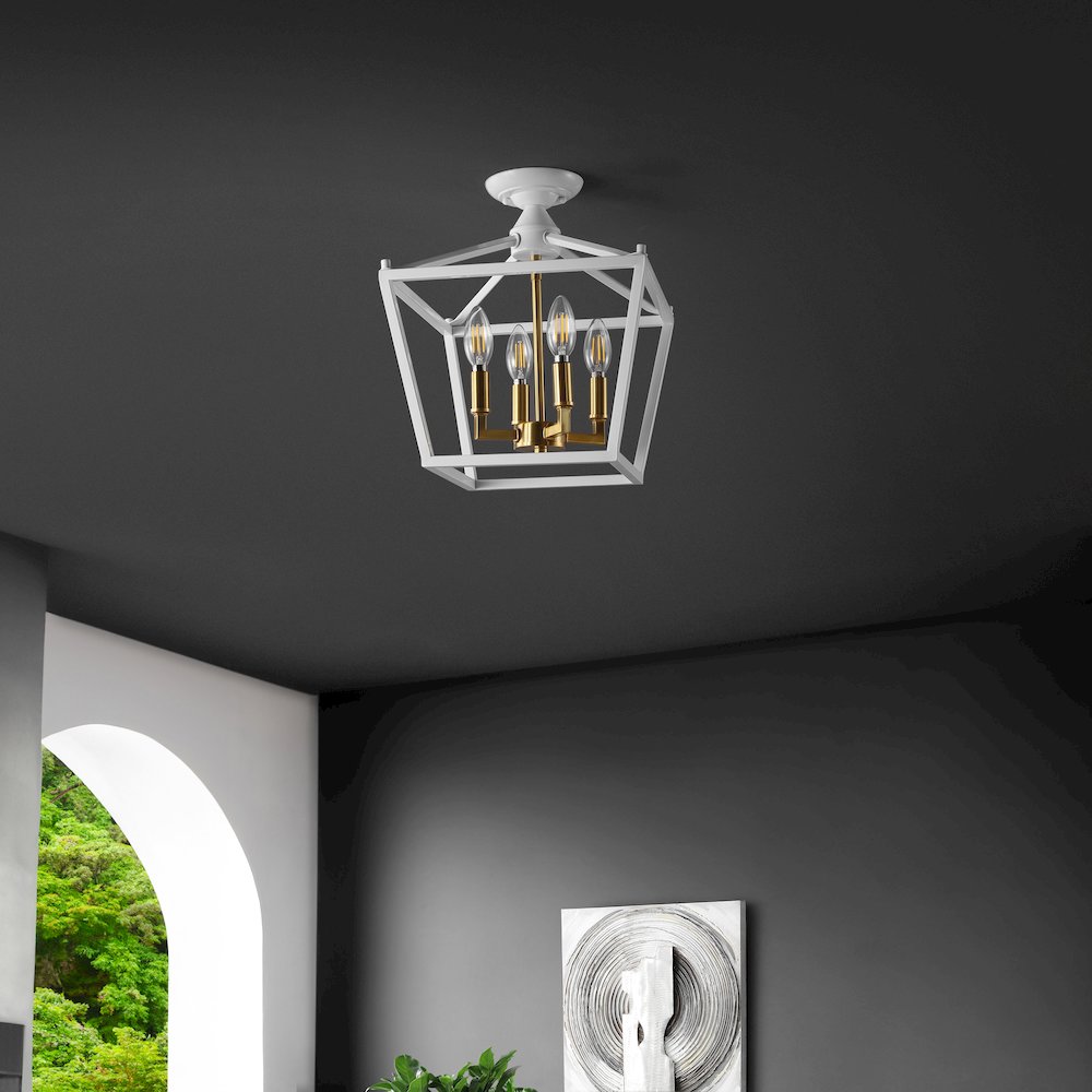 Plains 4-Light Iron Modern Farmhouse Led Flush Mount. Picture 2