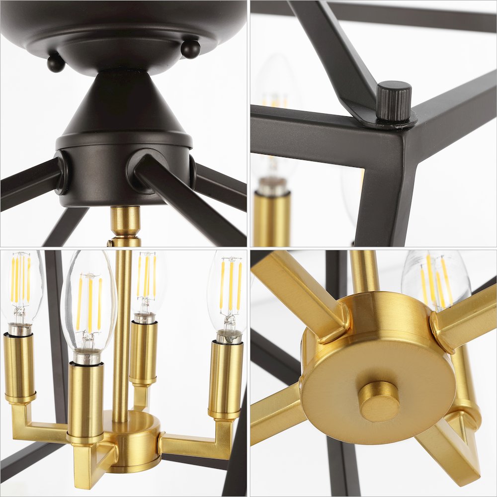 Plains 4-Light Iron Modern Farmhouse Led Flush Mount. Picture 4
