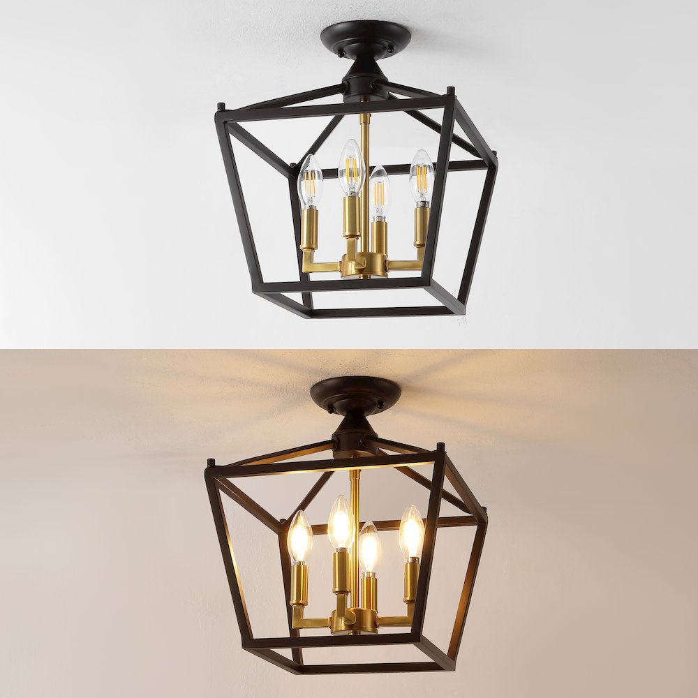 Plains 4-Light Iron Modern Farmhouse Led Flush Mount. Picture 6