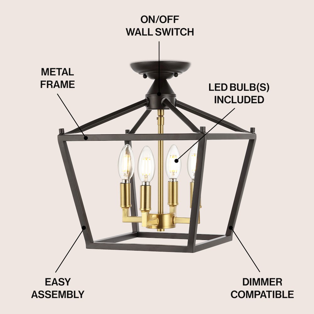 Plains 4-Light Iron Modern Farmhouse Led Flush Mount. Picture 5