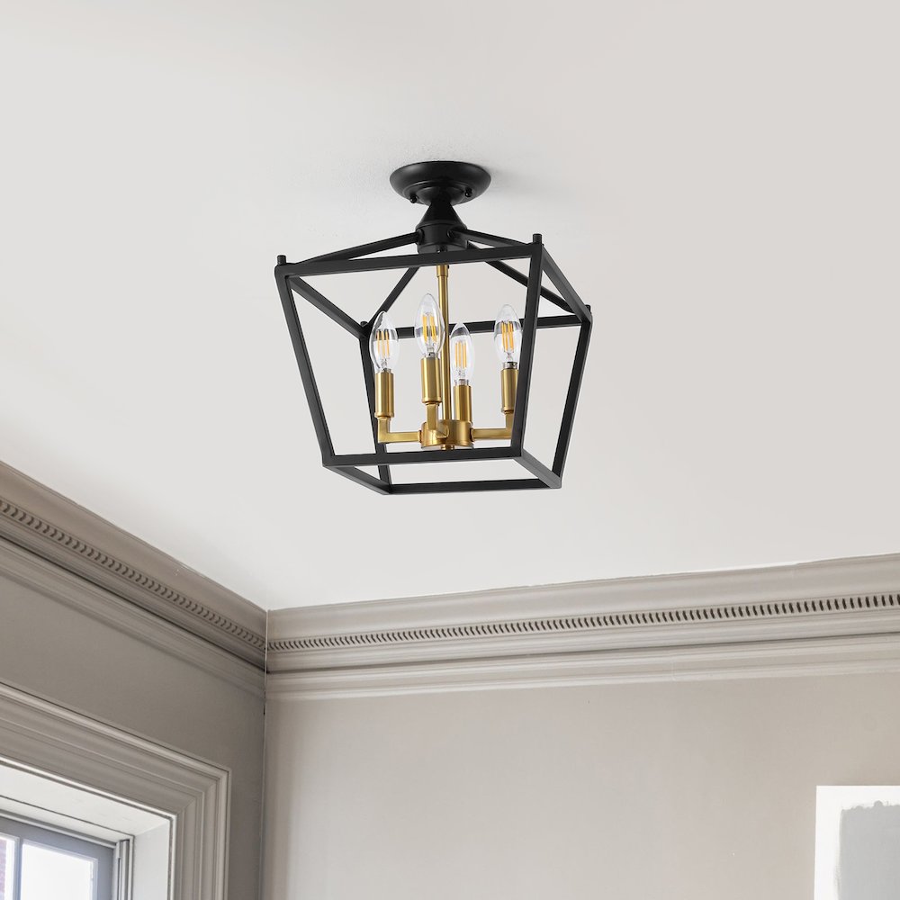 Plains 4-Light Iron Modern Farmhouse Led Flush Mount. Picture 2