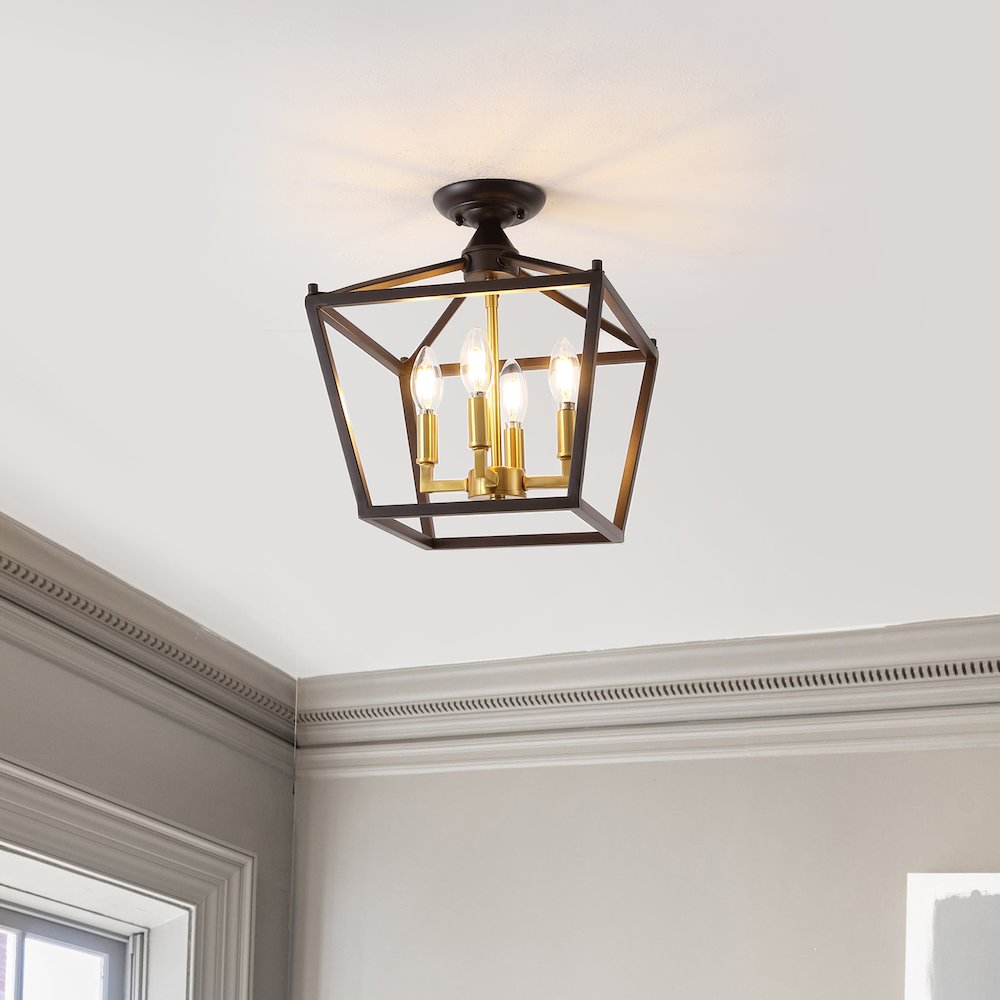 Plains 4-Light Iron Modern Farmhouse Led Flush Mount. Picture 1