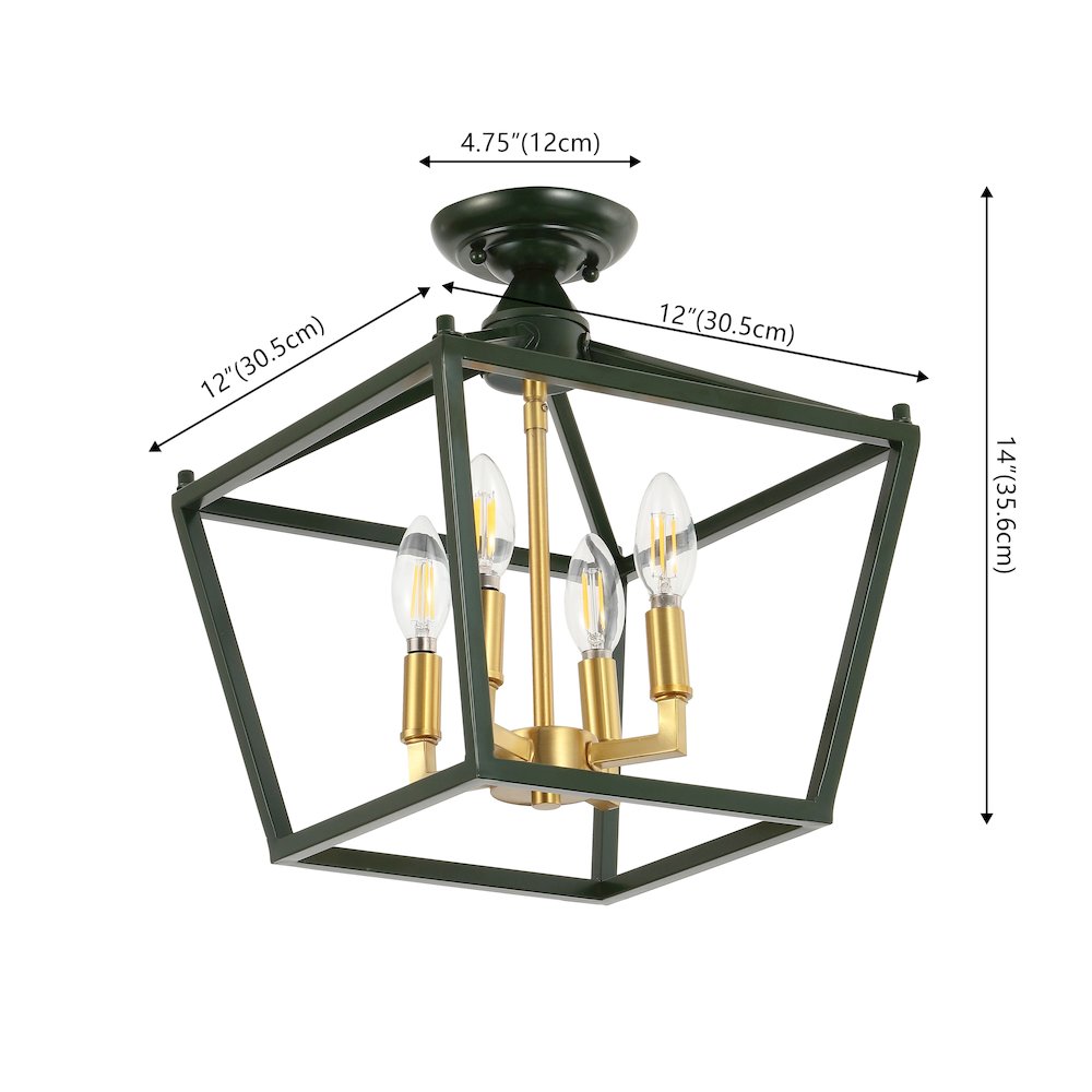 Plains 4-Light Farmhouse Metal Open-Frame Pagoda LED Flush Mount Mini Lantern. Picture 5