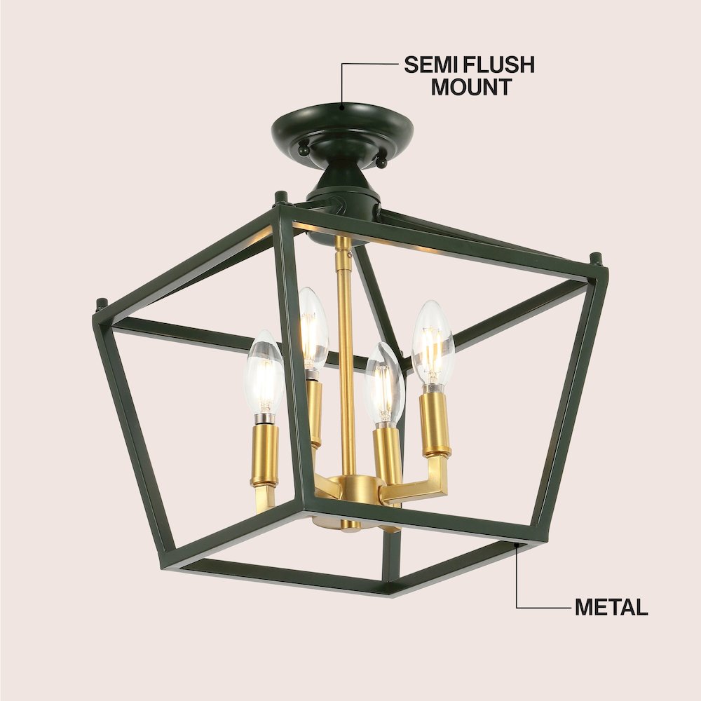 Plains 4-Light Farmhouse Metal Open-Frame Pagoda LED Flush Mount Mini Lantern. Picture 3