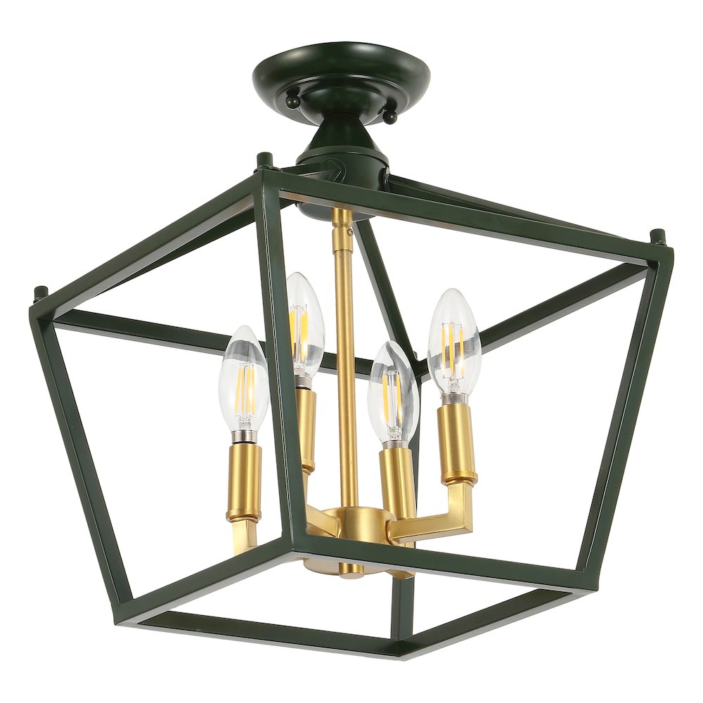 Plains 4-Light Farmhouse Metal Open-Frame Pagoda LED Flush Mount Mini Lantern. Picture 9