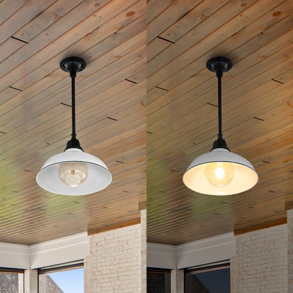 Jasper Farmhouse Industrial Indoor/Outdoor Iron Led Pendant. Picture 8