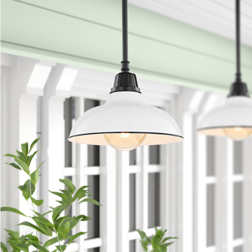 Jasper Farmhouse Industrial Indoor/Outdoor Iron Led Pendant. Picture 6