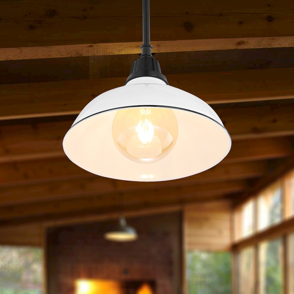 Jasper Farmhouse Industrial Indoor/Outdoor Iron Led Pendant. Picture 7