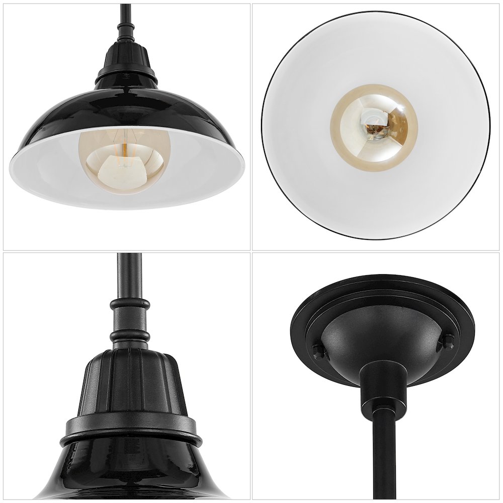 Jasper Farmhouse Industrial Indoor/Outdoor Iron Led Pendant. Picture 4