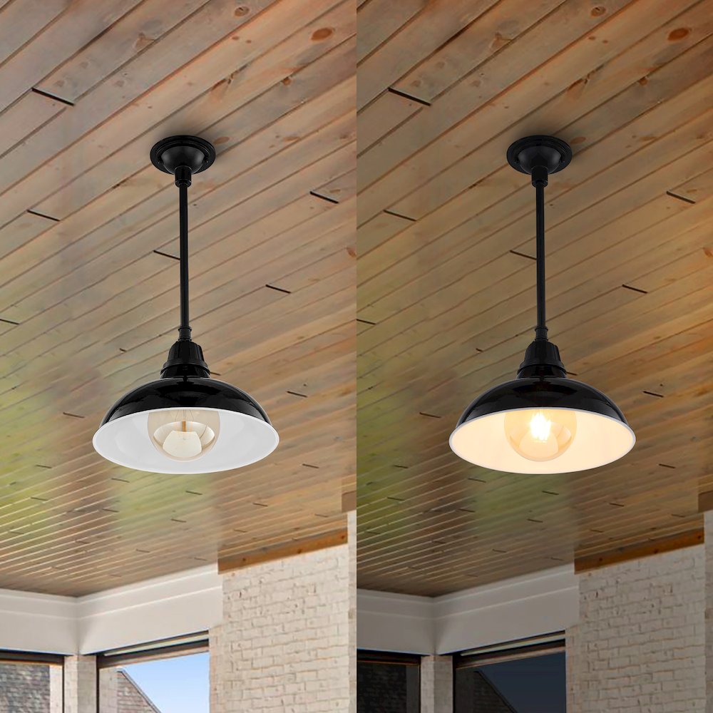 Jasper Farmhouse Industrial Indoor/Outdoor Iron Led Pendant. Picture 8