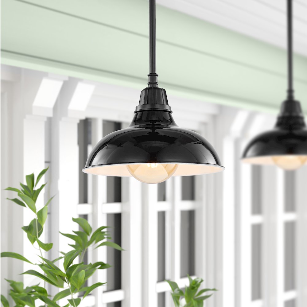 Jasper Farmhouse Industrial Indoor/Outdoor Iron Led Pendant. Picture 6
