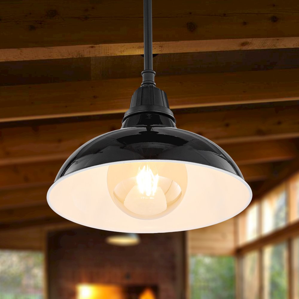 Jasper Farmhouse Industrial Indoor/Outdoor Iron Led Pendant. Picture 7