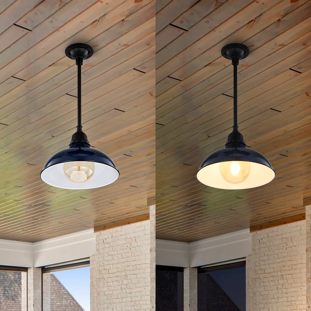 Jasper Farmhouse Industrial Indoor/Outdoor Iron Led Pendant. Picture 8