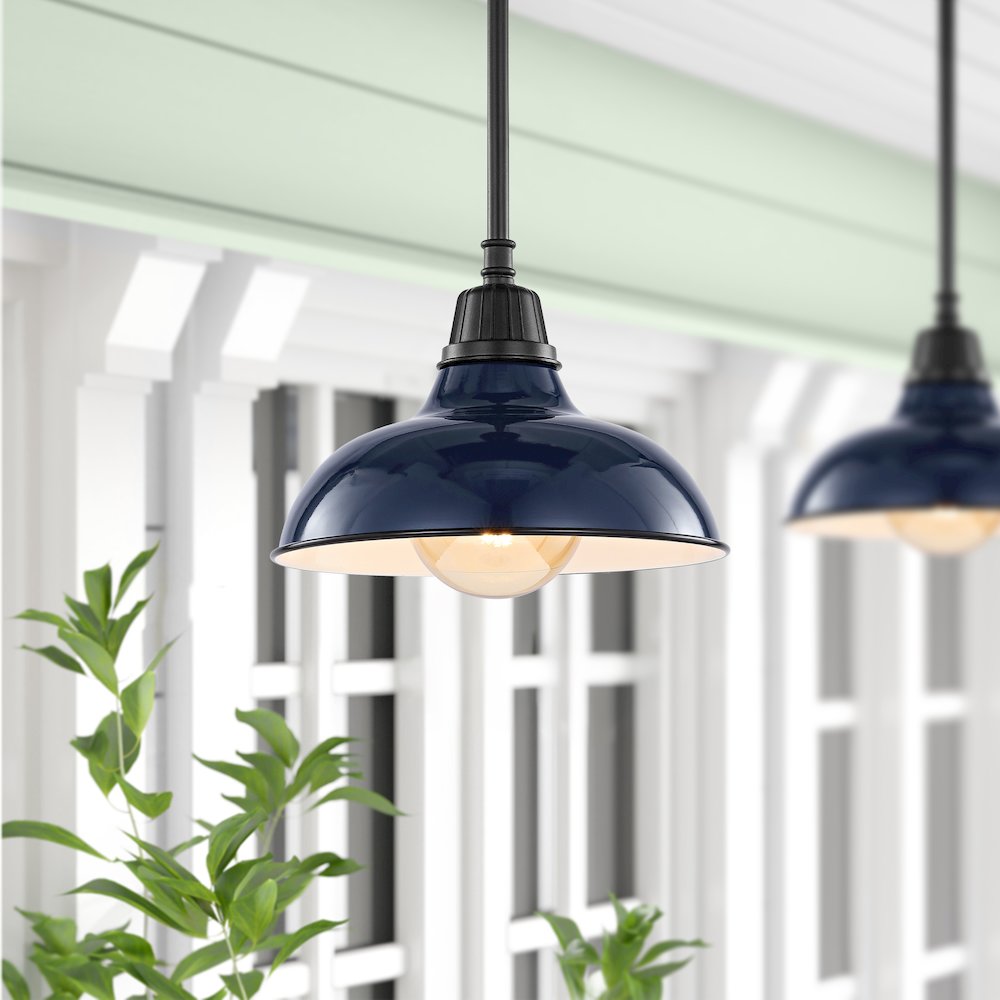 Jasper Farmhouse Industrial Indoor/Outdoor Iron Led Pendant. Picture 6
