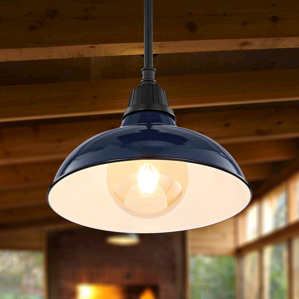 Jasper Farmhouse Industrial Indoor/Outdoor Iron Led Pendant. Picture 7