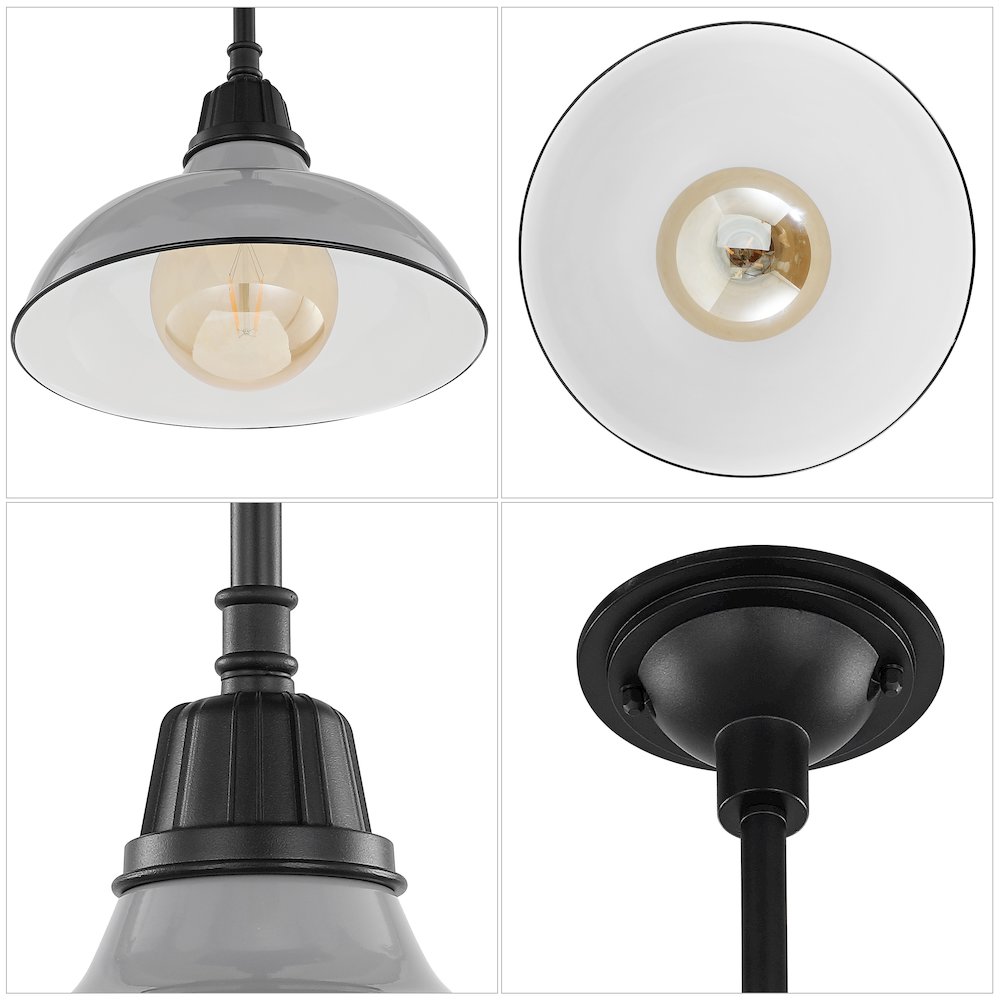 Jasper Farmhouse Industrial Indoor/Outdoor Iron Led Pendant. Picture 4