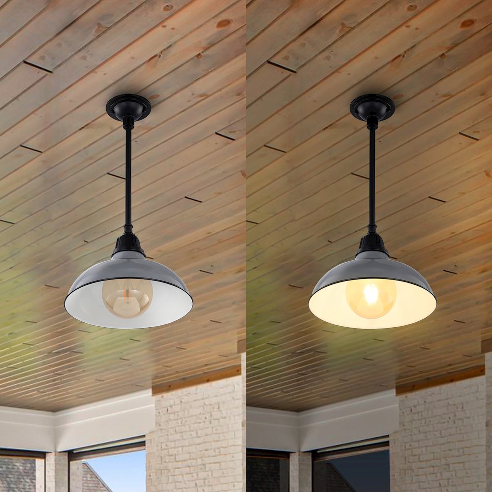 Jasper Farmhouse Industrial Indoor/Outdoor Iron Led Pendant. Picture 8